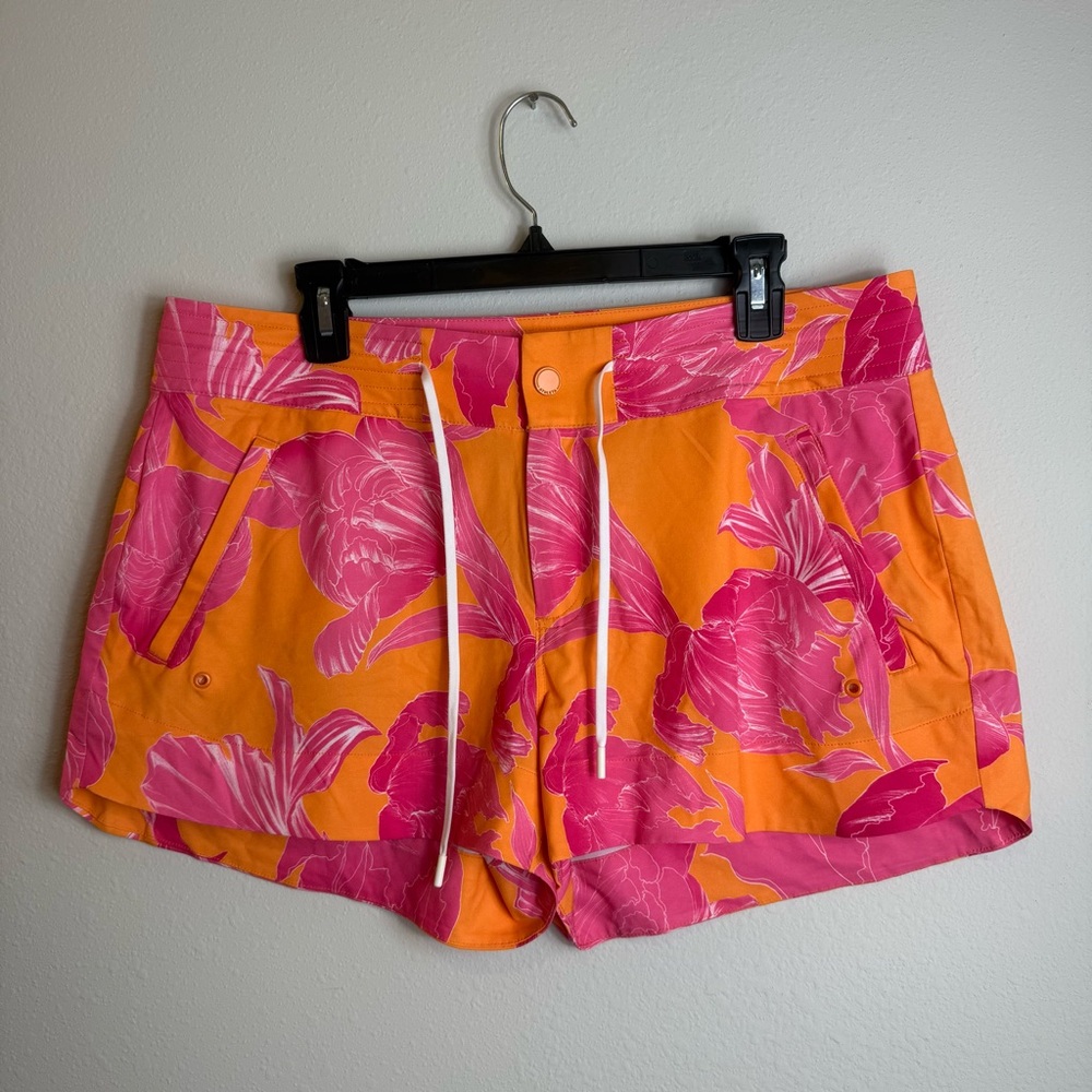 Athleta Size 12 Hudson Floral Board Shorts Swim Pockets Drawstring